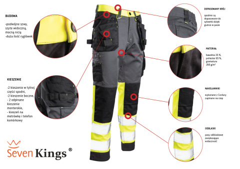 SPODNIE DO PASA SEVEN KINGS FLASH ŻÓLTY/STALOWY SPODNIE DO PASA SEVEN KINGS FLASH ŻÓLTY/STALOWY