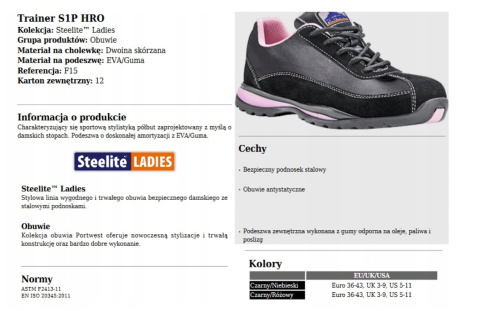 Damski półbut sportowy Steelite Trainer S1P HRO Damski półbut sportowy Steelite Trainer S1P HRO