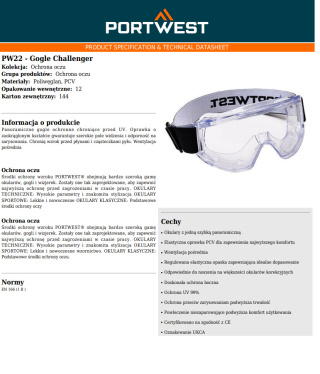 Gogle Ochronne PW22CLR