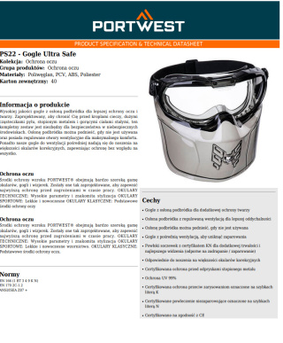Gogle Ultra Safe PS22CLR