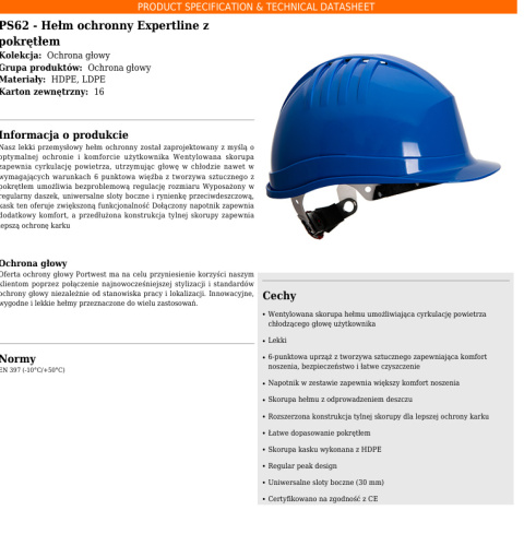 Hełm ochronny Expertline z pokrętłem PS62 Hełm ochronny Expertline z pokrętłem PS62