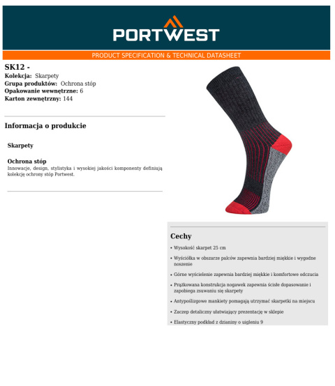 Skarpety Hiker PORTWEST K12 Skarpety Hiker PORTWEST K12