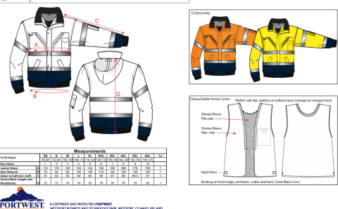 Kontrastowa kurtka ostrzegawcza Bomber 3 w 1 C465 Kontrastowa kurtka ostrzegawcza Bomber 3 w 1 C465
