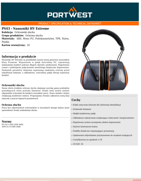 Nauszniki HV Extreme PS43GRR Nauszniki HV Extreme PS43GRR