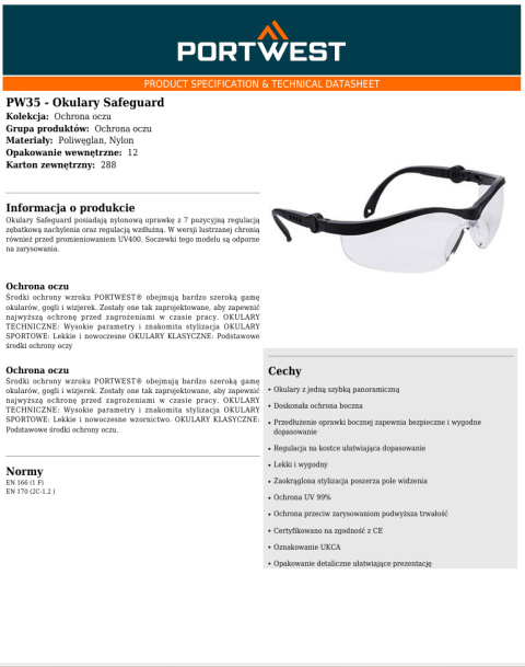 Okulary Safeguard PW35CLR Okulary Safeguard PW35CLR