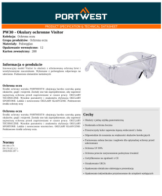 Okulary ochronne Visitor PW30CLR